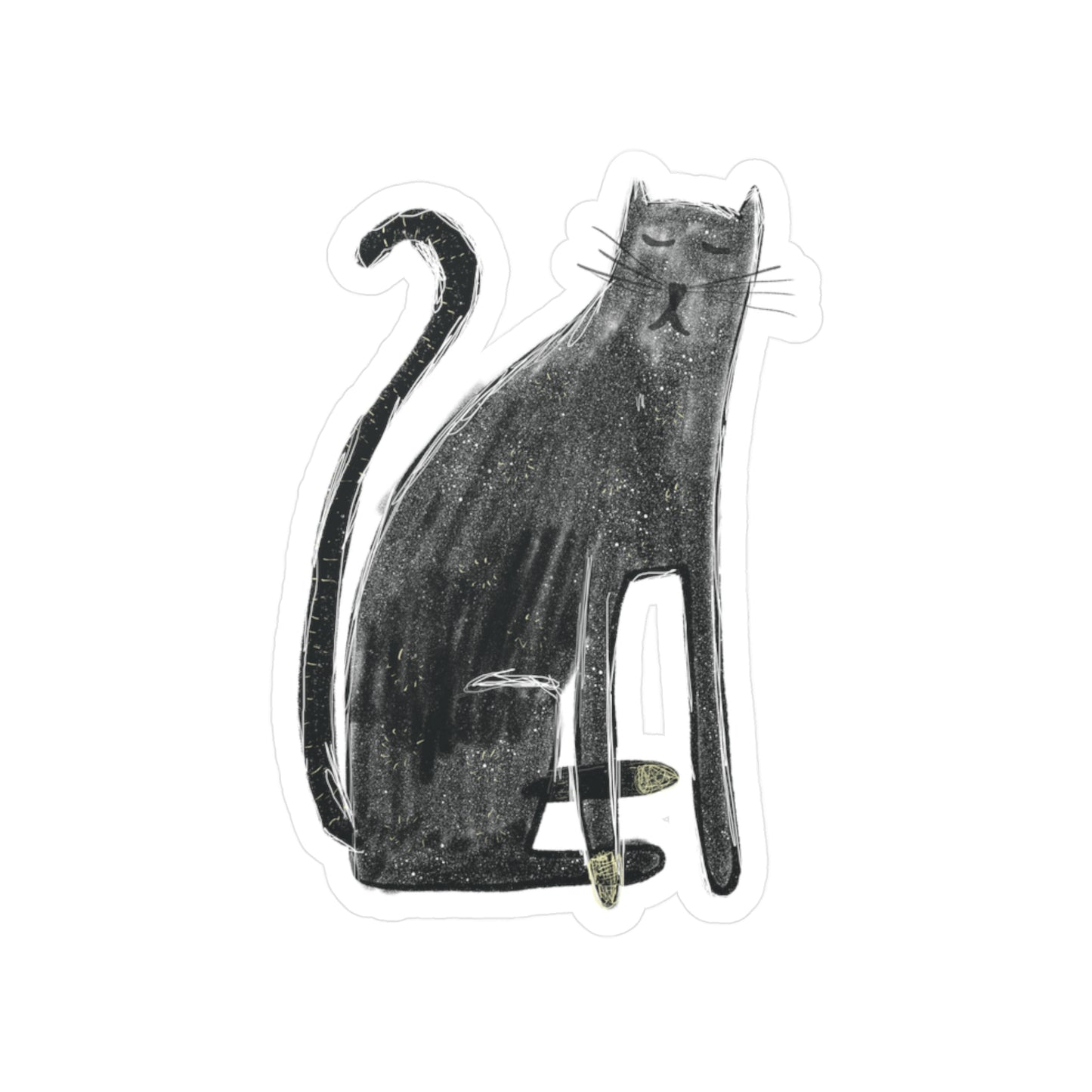 Black Cat Illustration Decal - Kiss-Cut Vinyl Decals, Sticker, Laptop Decal, Car Decal, Cat Lover Gift, Cute Animal Decal