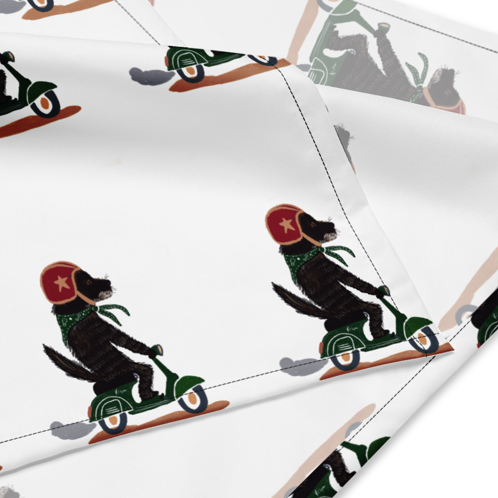 Dog on a vespa illustration all-over print dog bandana