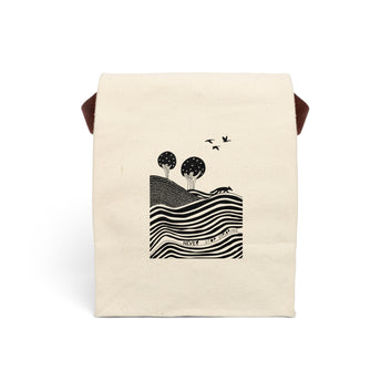 Canvas Lunch Bag with Minimal Black Line Landscape Illustration