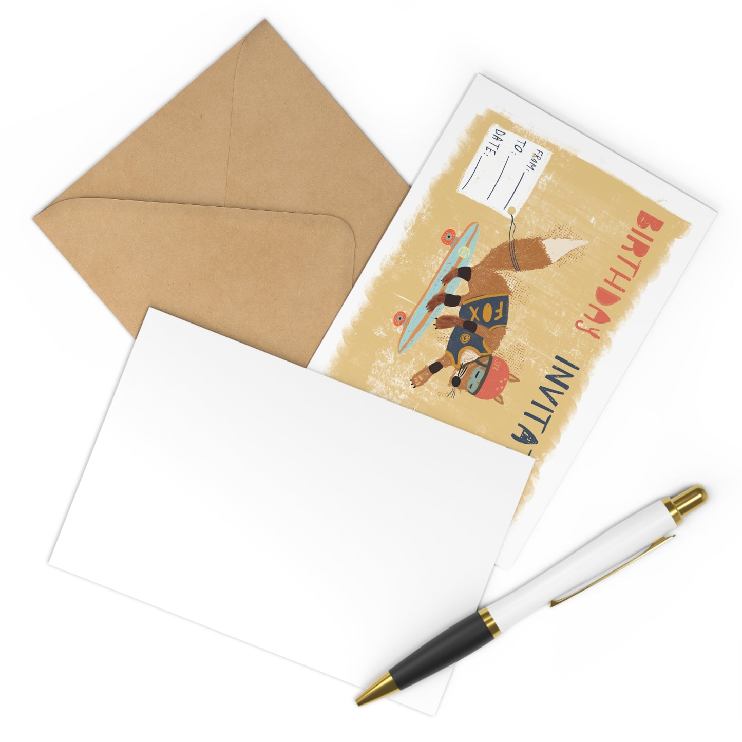 Fox Birthday Invitation Postcards – Eco-Friendly Kids Party Invites (Set of 7)