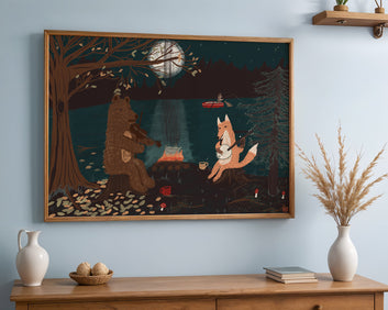 Whimsical Woodland Animal Print| Cozy Bear & Fox Art | Instant Digital Download