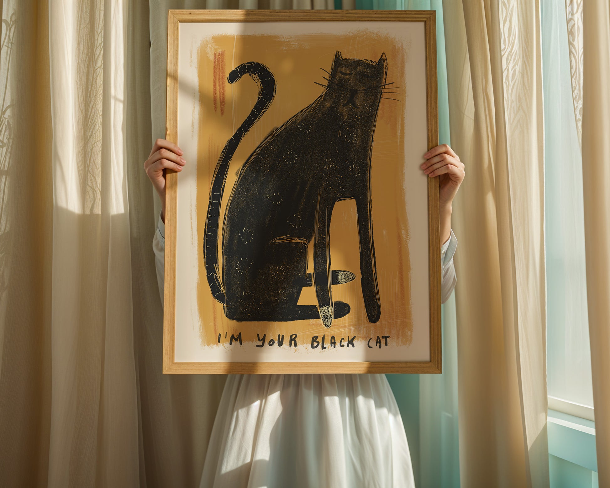 Whimsical Cat Art Print Download