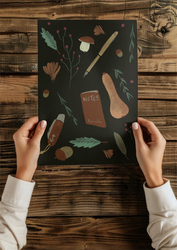 Autumn Nature Flat Lay Illustration – Digital Download