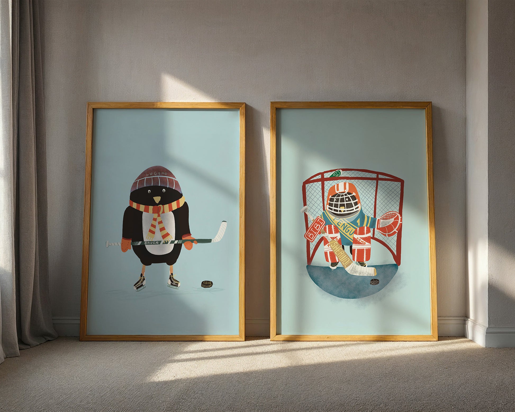 Penguin Hockey Goalie Nursery Art
