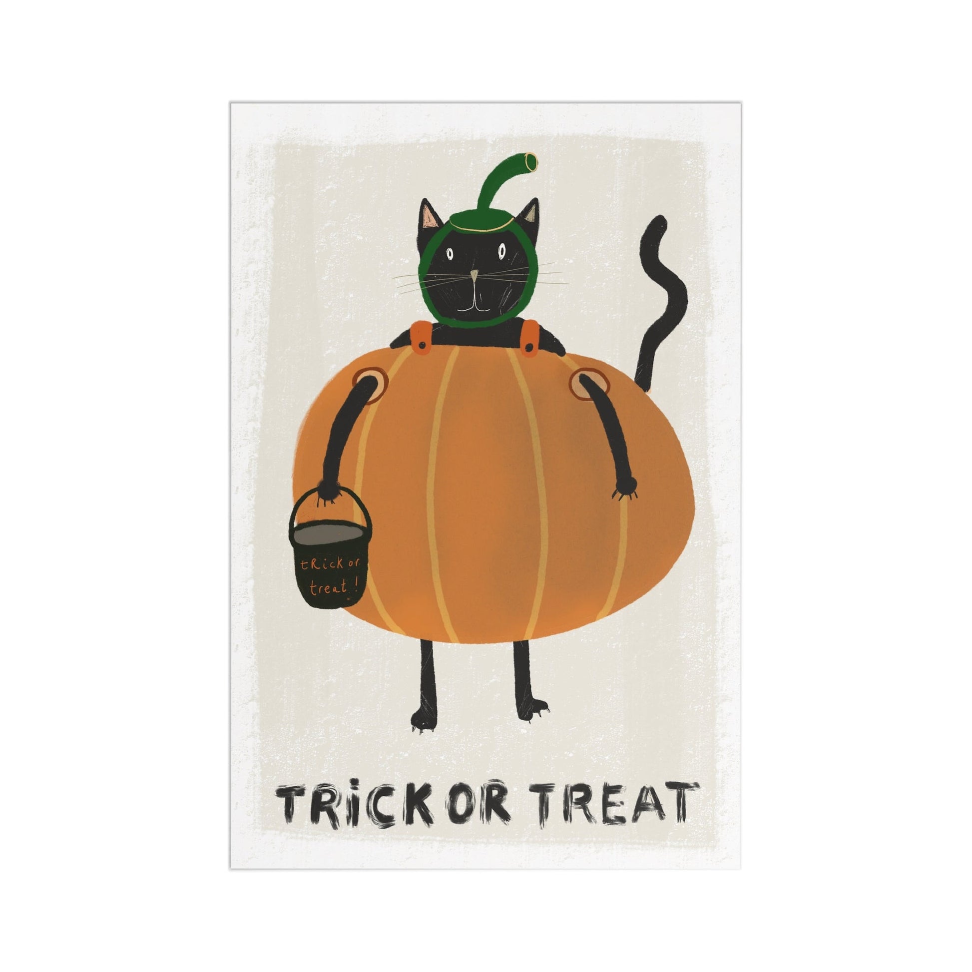 Halloween-themed placemat with a pumpkin and black cat design and 'Trick or Treat' text.