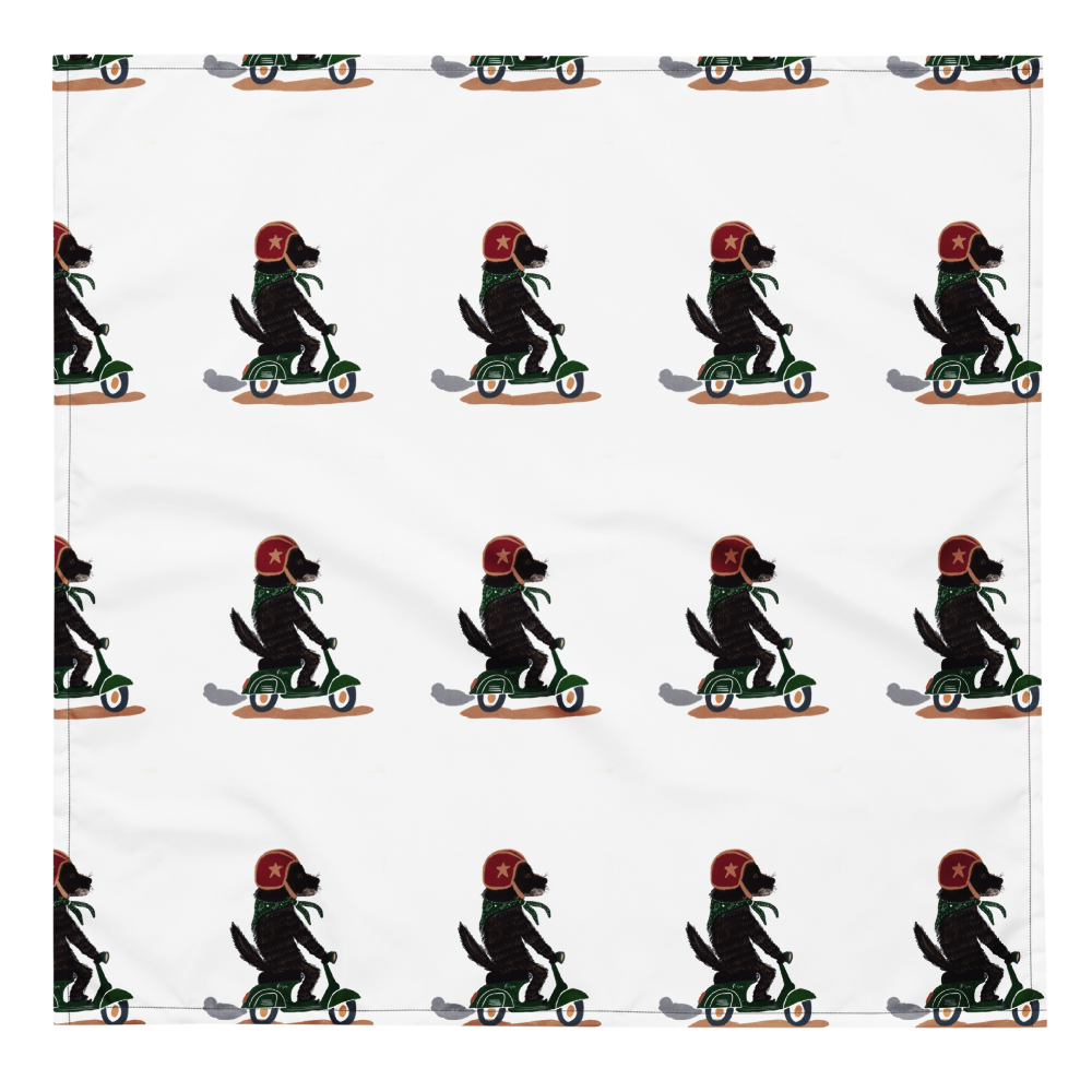 Dog on a vespa illustration all-over print dog bandana