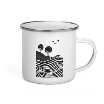 Never stop exloring enamel mug