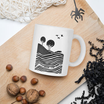 Never Stop Exploring - White glossy mug