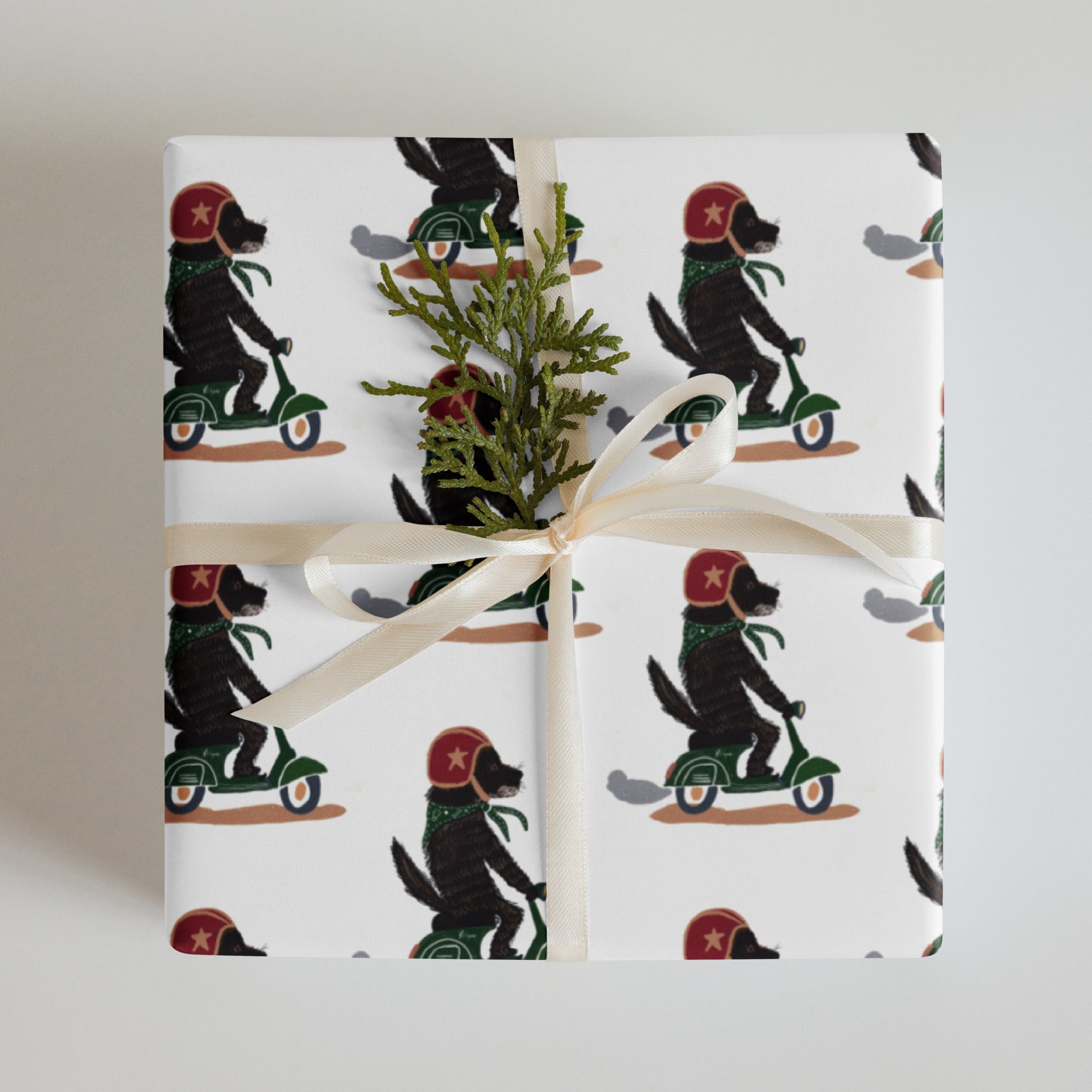 Dog on a Vespa Wrapping Paper